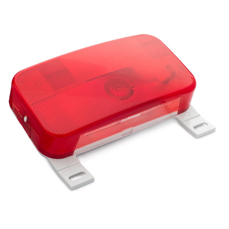 Lumitronics Red Surface Mount Light, License Bracket and License Light, Stop/Turn/Tail for RV, Trailer, Camper, 5th Wheel, Motorhome (White) - Image 1